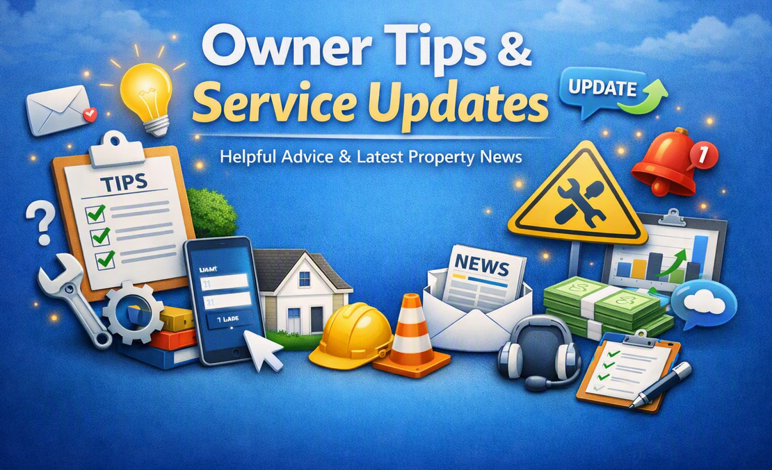 Owner reviewing property tips and updates on a tablet