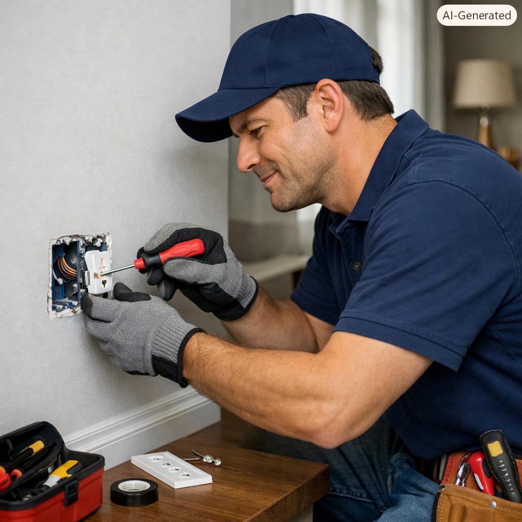 Technician carrying out maintenance work in an apartment